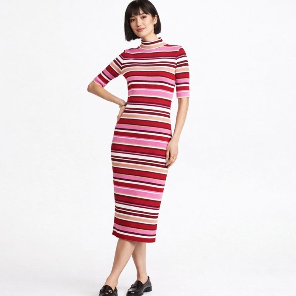 Vineyard Vines Rib Knit Midi Dress Ribbon Stripe - size Medium